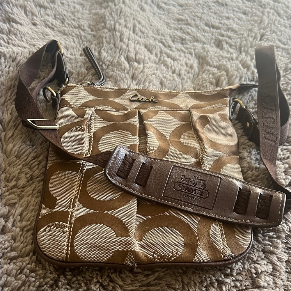 Coach Tan/Brown Parker OP Swingpack Crossbody Bag